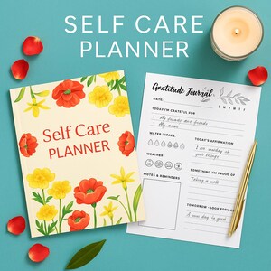 Self Care Planner | Gratitude & Affirmation Journal | Daily Reflection Page | Wellness Tracker PDF | Canva Editable | Instant Download