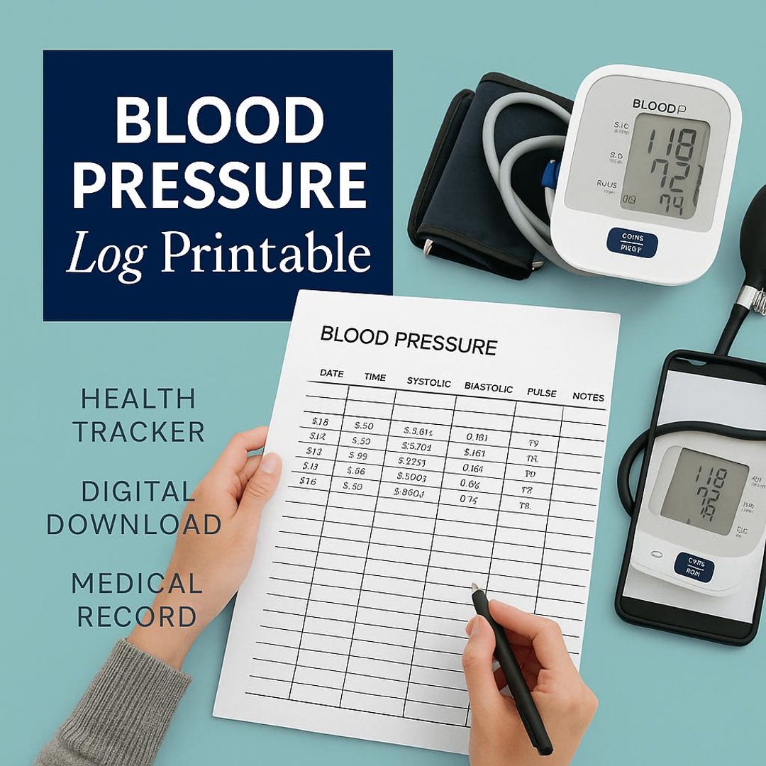 Blood Pressure Log Printable | PDF Health Tracker | Editable BP Record ...