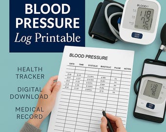 Blood Pressure Log Printable | PDF Health Tracker | Editable BP Record Sheet | Digital Download for Home Monitoring