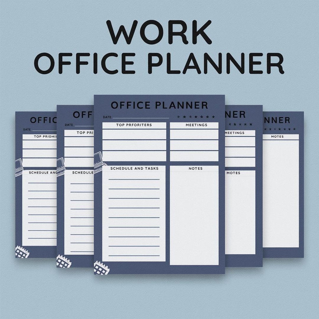 Work Office Planner Printable | Daily Work Sheet PDF | Task & Meeting ...