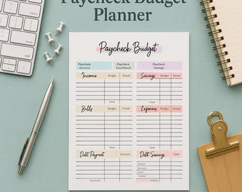 Paycheck Budget Planner | Editable in Canva | Digital Budgeting Template | Track Income, Bills & Savings Per Paycheck