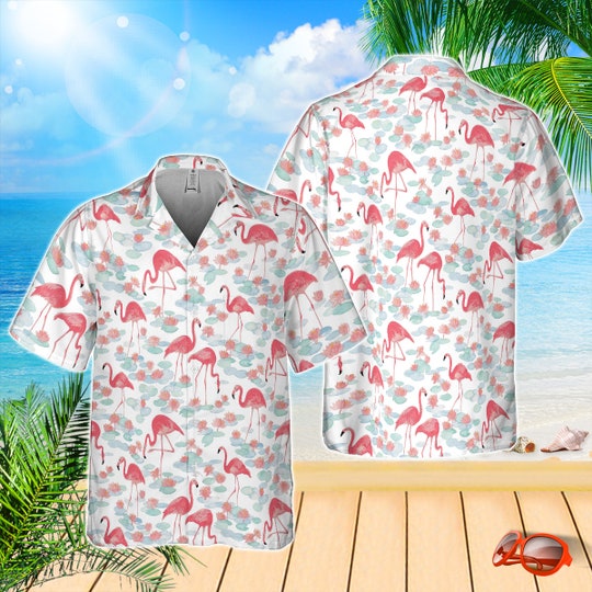 Flomingo Hawaiian Shirt, Made in Hawaii-Super Soft Rayon Hawaiian Vintage Hibiscus Aloha Shirt