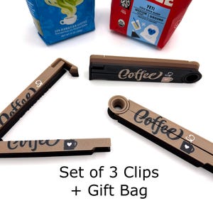 3D Printed Coffee Bag Clips Set: Gradient PLA with Gift Bag