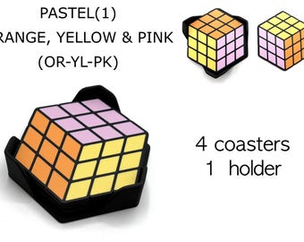 3x3 Cube Themed Coaster Set – 3D Printed with Cork Backing