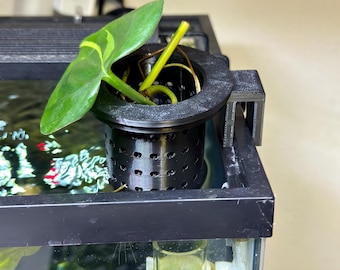 Soporte para plantas para colgar en el tanque con inserto de taza extraíble