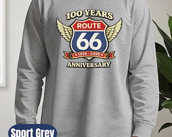Route 66 100 Years Long Sleeve Tee, Historic Route 66 Vintage Long Sleeve Tee, Route 66 Long Sleeve Tee, Vintage Travel Long Sleeve Tee