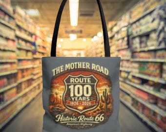 Route 66 100 Years Tote Bag, Route 66 Travel Bag, Route 66 Travel Tote Bag, Historic Road Trip Tote Bag, Route 66 100 Years Road Trip Tote