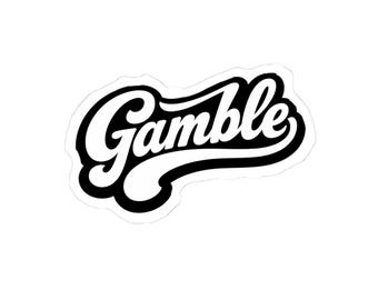 Gamble script logo Sticker | Kiss-Cut vinyl decal, black white