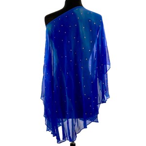 Cobalt Muse | Hand-Painted Chiffon Poncho