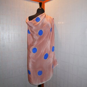 Pink Playfulness: Hand-Painted Polka Dot Silk Scarf