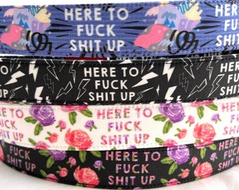 Funny Dog Collar - Here to F*ck Shit Up - Swearing - Troublemaker
