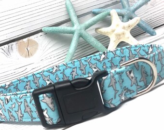 Shark Dog Collar for Girl Boy -  Aqua