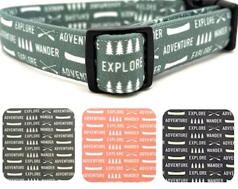 Dog Collar for Boy, Girl- Trees, Nature, Hiking, Camping, Boating, Explore, Wander, Adventure