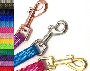 3/8" Wide Nylon Webbing Pet Leash, for Dogs, Cats, Ferrets, Rabbits, Bearded Dragons