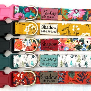 Personalized Dog Collar for Girl, Boy Engraved ID Tag Pleather Name Patch 1.5, 1, 3/4, 5/8 image 1