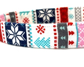 Winter Dog Collar for Boy Girl - Nordic Alpine Ski Sweater - Soft Flannel