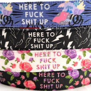 Funny Dog Collar - Here to F*ck Shit Up - Swearing - Troublemaker