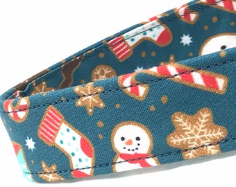 Christmas Dog Collar for Boy Girl - Gingerbread Cookies - Candy Canes -Snowmen