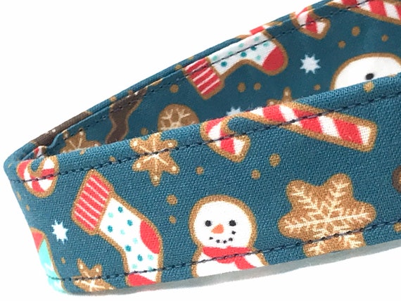 Christmas Dog Collar for Boy Girl - Gingerbread Cookies - Candy Canes -Snowmen