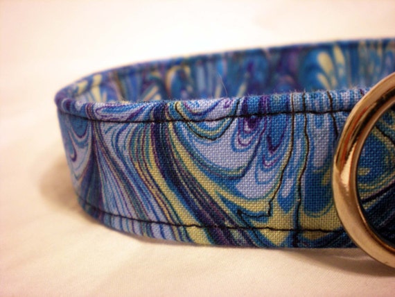 Boho Blue Rainbow Oil Slick Dog Collar
