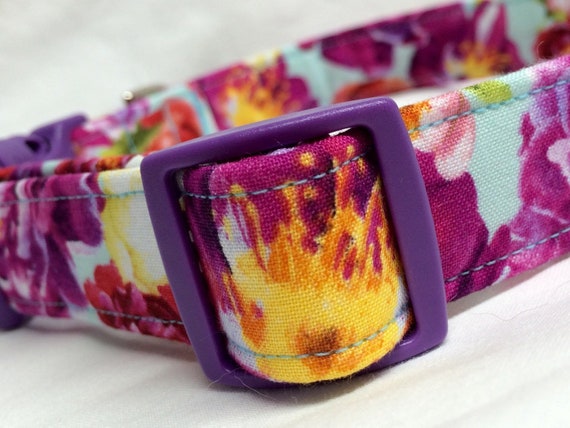 Purple Flowers Dog Collar for Boy Girl