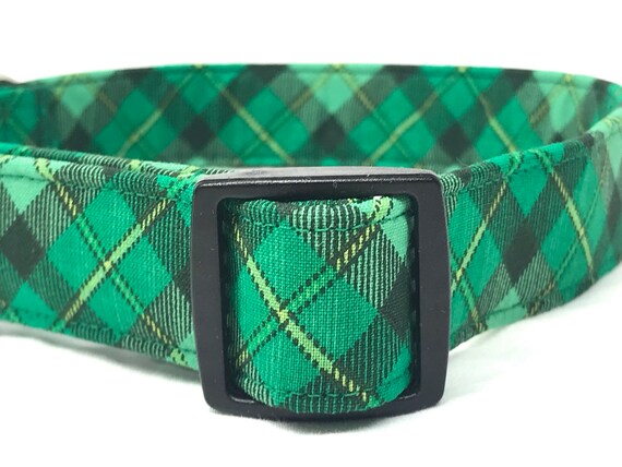 Christmas or St. Patrick’s Day Dog Collar for Boy Girl - Classic Green  Plaid
