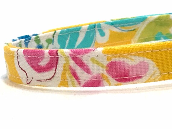 Summer Cat Collar for Boy, Girl - Breakaway - Tropical Pink Yellow Flowers