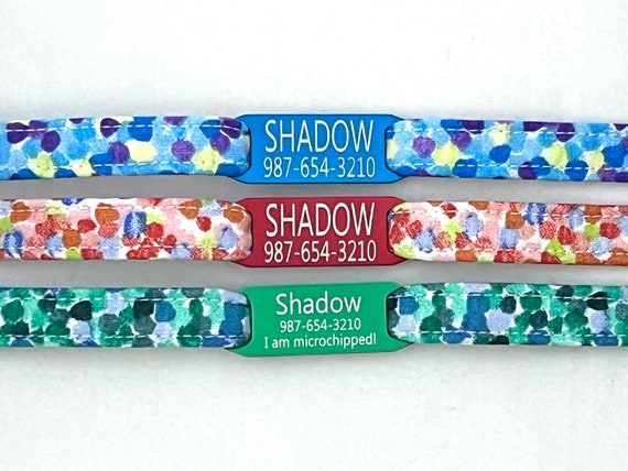 Personalized Breakaway Cat Collar - Slide-On Engraved ID Tag - 3/8" - Confetti Polka Dots