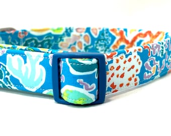 Summer Beach Dog Collar for Boy, Girl - Aquamarine Sea Coral