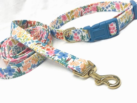 Dog Collar Leash Set - Rifle Paper Co - English Garden
