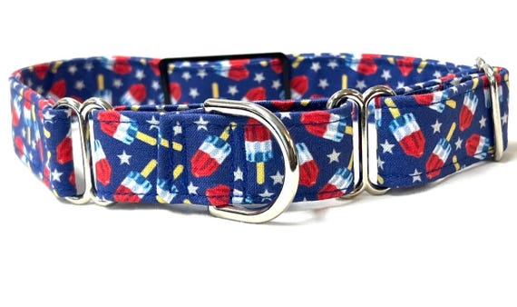 Classic Martingale Dog Collar - Patriotic Red White and Blue Rocket Pop Frozen Treat