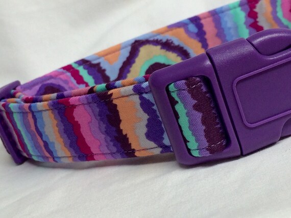Boho Purple Stripes Dog Collar for Boy, Girl