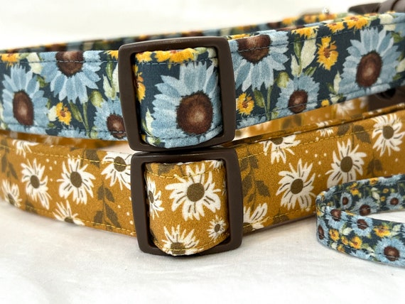 Sunflowers Dog Collar for Boy Girl - Autumn Fall Colors - Xsmall, Small, Medium, Large, XL