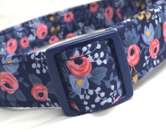 Rifle Paper Co. Dog Collar - Les Fleurs Rosa Floral Navy