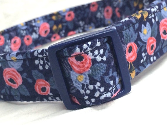 Rifle Paper Co. Dog Collar - Les Fleurs Rosa Floral Navy