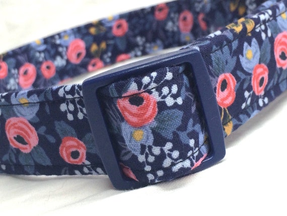 Rifle Paper Co. Dog Collar Les Fleurs Rosa Floral Navy | Etsy