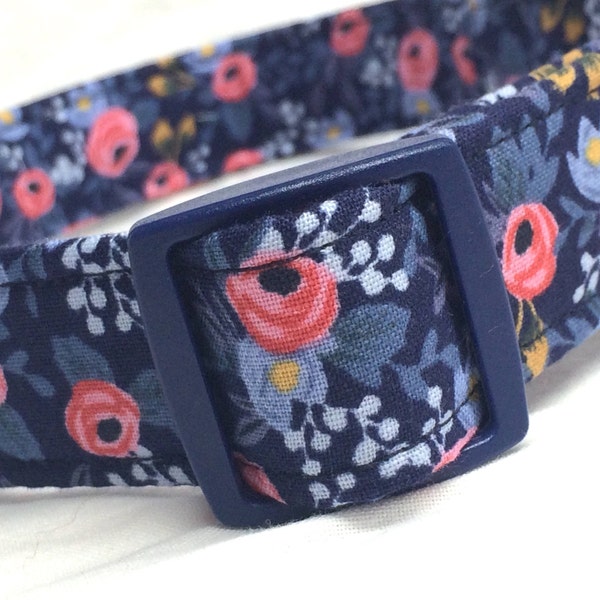 Rifle Paper Co. Dog Collar - Les Fleurs Rosa Floral Navy