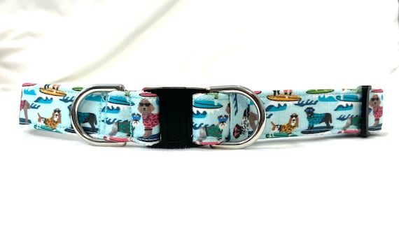 BREAKAWAY Dog Collar for Boy, Girl - Safety - Surfing Dogs