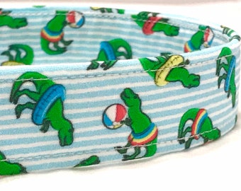 Gift for Dog - Summer Beach Dog Collar for Boy Girl - Dinosaurs with Balls, Pool Floats