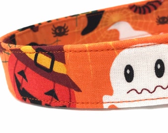 Halloween Dog Collar - Ghosts, Pumpkins, Black Cats - Large, XLarge