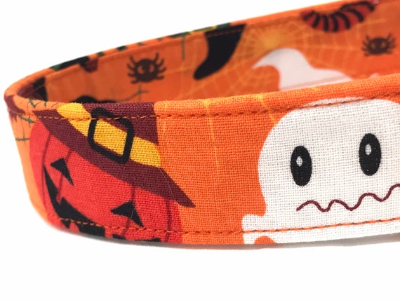Halloween Dog Collar - Ghosts, Pumpkins, Black Cats - Large, XLarge