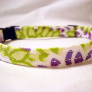 Purple, Green Flowers Cat Collar for Boy, Girl Breakaway image 3