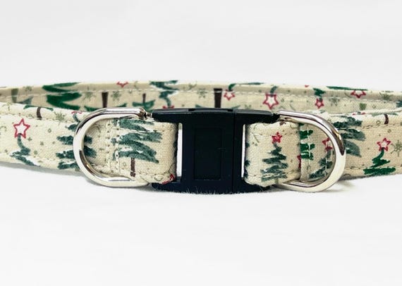 Christmas BREAKAWAY Dog Collar for Boy, Girl - Forest Woodlands Christmas Trees - Safety