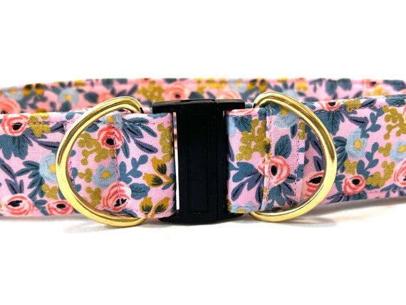 Rifle Paper Co. BREAKAWAY Dog Collar for Girl - Safety -Pink Metallic Gold