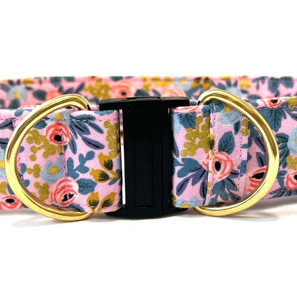 Rifle Paper Co. BREAKAWAY Dog Collar for Girl - Safety -Pink Metallic Gold