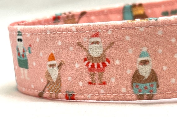 Christmas Dog Collar for Boy Girl - Surfing Santas - Tropical Beach