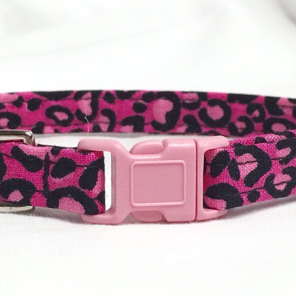 Cat Collar for Girl - Breakaway- Hot Pink Leopard