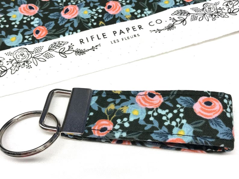 Rifle Paper Co. 3 MINI Key Fob Black and Pink Flowers image 2