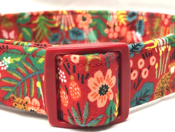 Rifle Paper Co Dog Collar for Girl Boy - Red Jungle