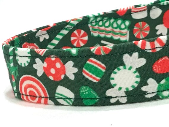 Christmas Dog Collar for Boy Girl - Peppermint Candy on Green